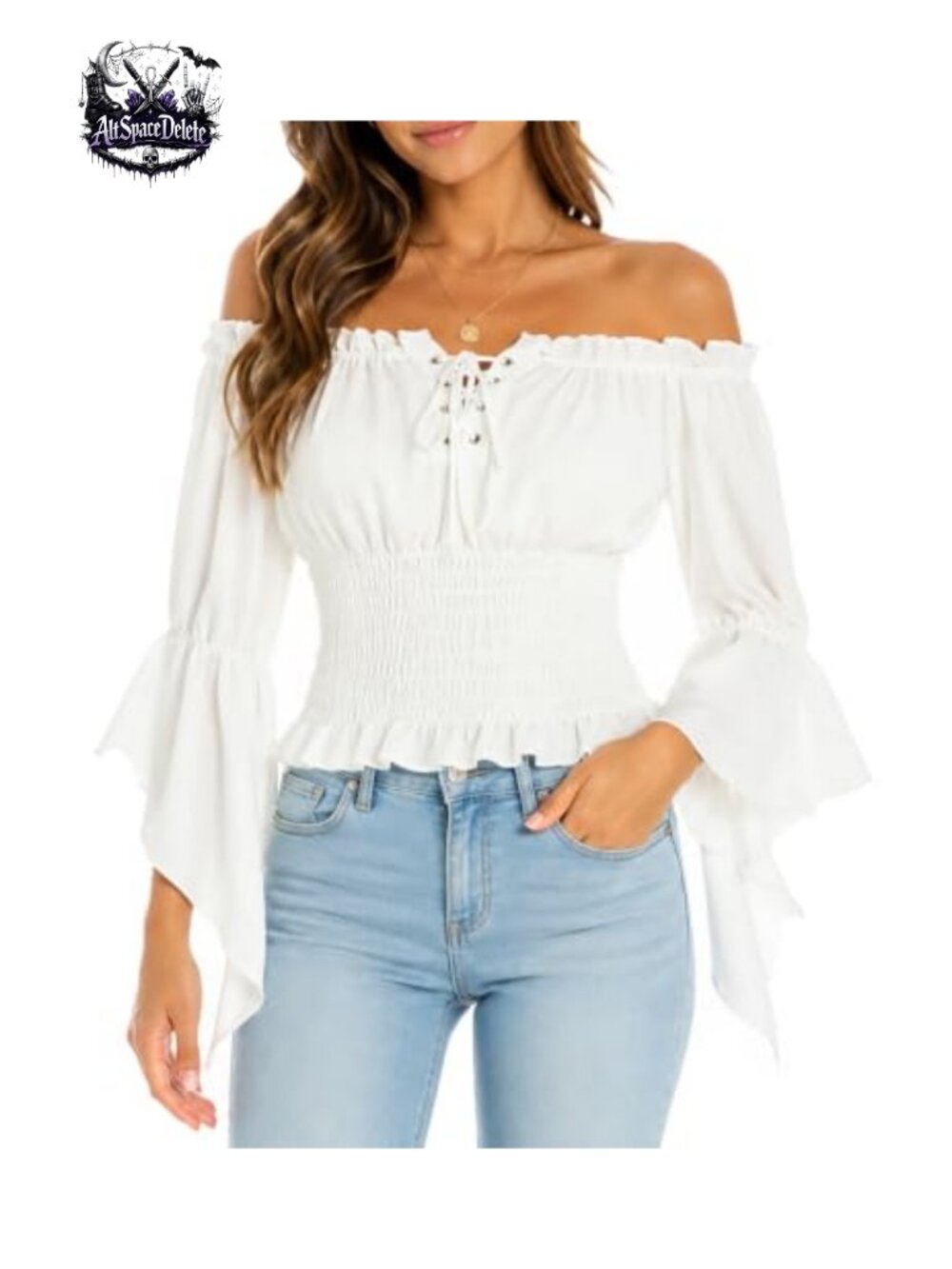 Women's Renaissance Peasant Top Peplum Blouse Polyester